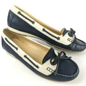 Cole Haan Womens Tali Boat Shoe ll Leather Loafer Blazer Blue/Ivory